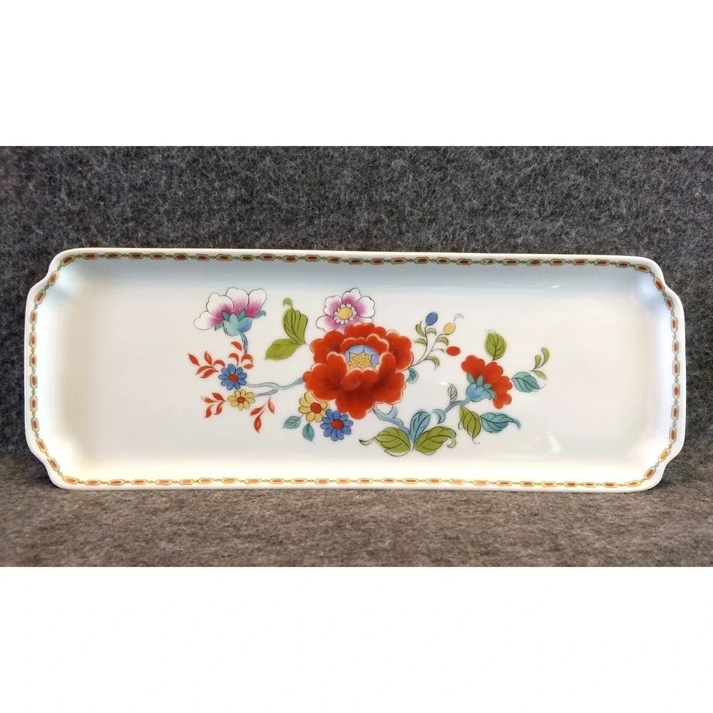 Limoges France Porcelain Vanity Tray LEC Chamart Handpainted Floral Trinket Dish